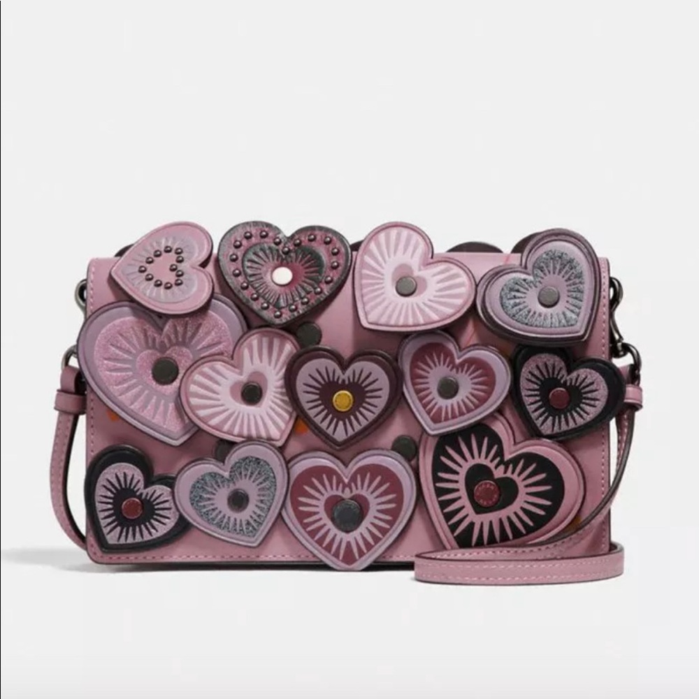 💕 Coach Hayden Foldover Clutch with Hearts 💕
